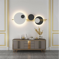 Applique murale LED ronde en métal blanc ou noir, 220V, 120 cm, avec gradation variable – éclairage décoratif pour hall, foyer, bureau ou salle à manger